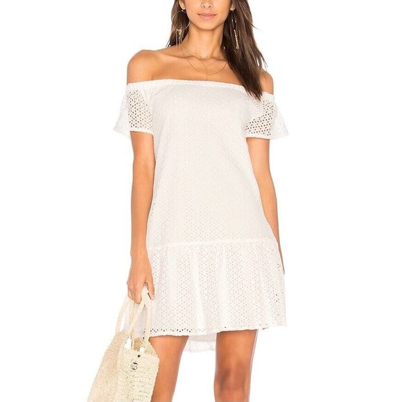 White Eyelet Off The Shoulder Dress by Central Park West Size Large - Picture 1 of 10